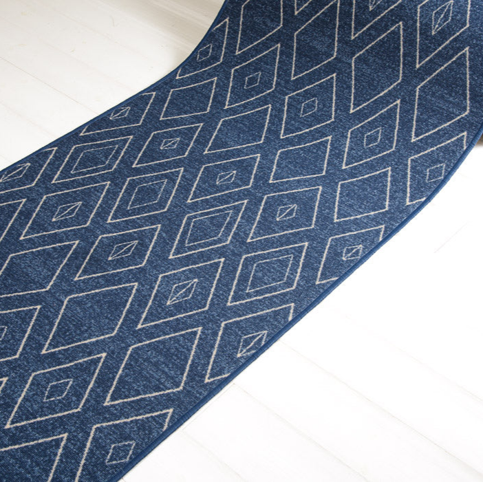 Tæppe & hall tæppe - Diamant løber blå - Ruugs